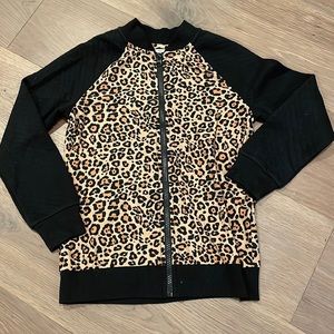 EUC Girls Leopard Print Full Zip Lightweight Sweatshirt Jacket Size Medium 7 / 8